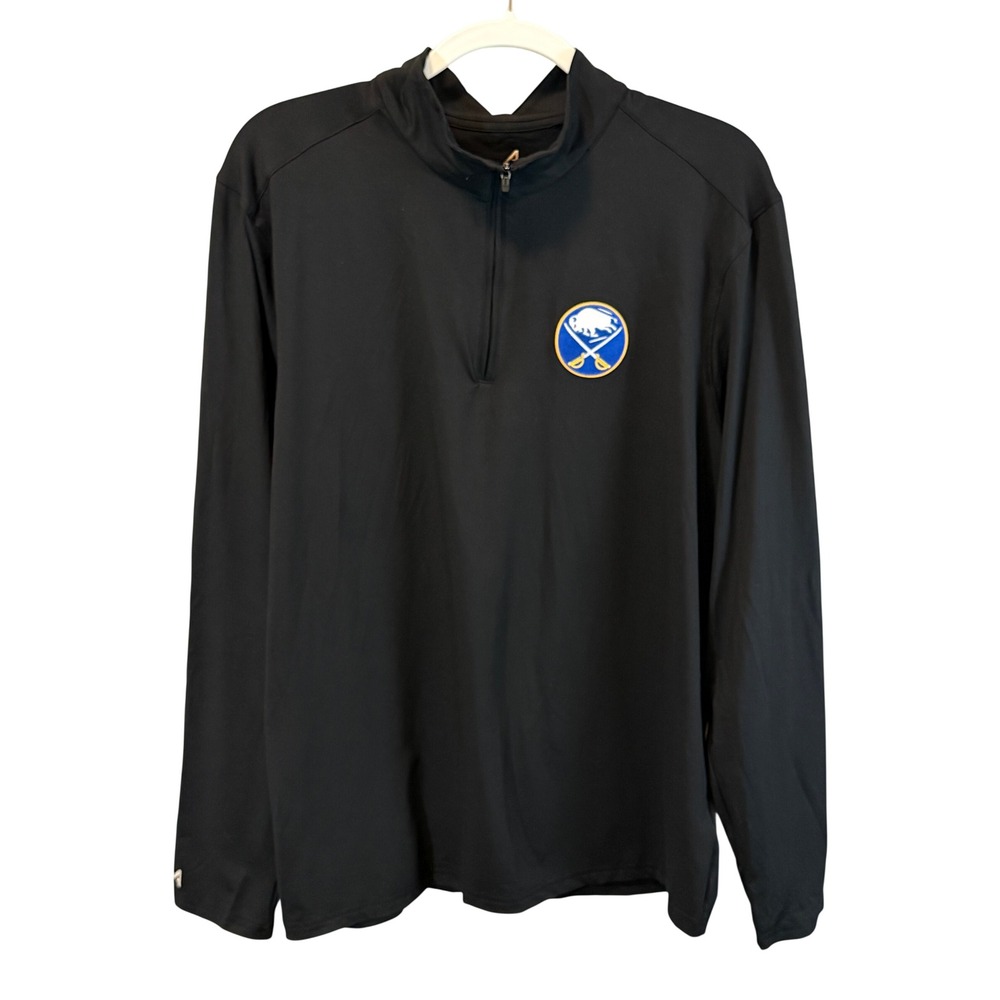Antigua Mens Black Buffalo Sabres Quarter Zip Pullover Top Size L